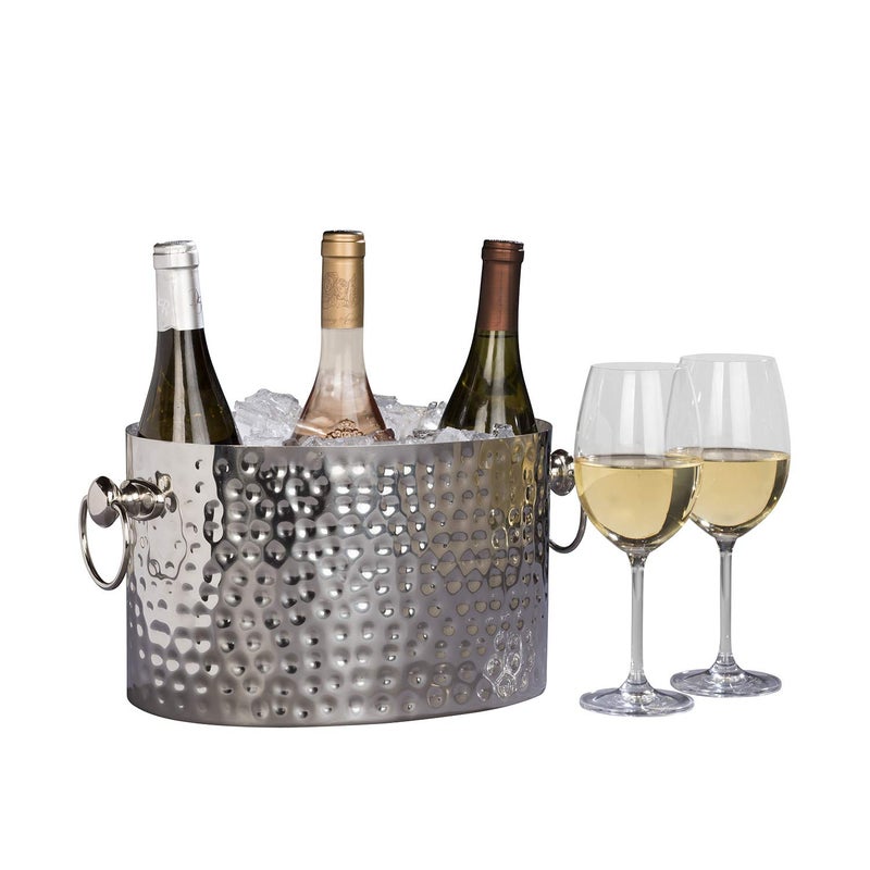 Chic Chill 3-Bottle Wine Chiller Ice Bucket | Keeps Wine & Champagne Bottles Cold Without Touching Ice | Handcrafted Artisan Design | Patented Technology | Stainless S - Image 1